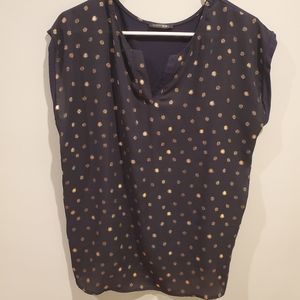 Papermoon navy and gold blouse size large